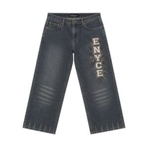 Enyce Black Jeans front view featuring a classic black finish and modern streetwear style