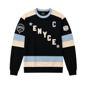Enyce Black Sweatshirt front view with a clean modern streetwear design