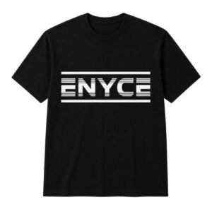 Enyce Black T-Shirt front view with a clean modern streetwear design