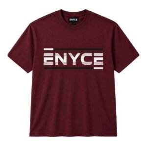 Enyce Maroon T-Shirt front view with a modern casual streetwear design