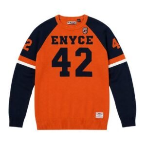 Enyce Orange Sweatshirt front view with a bold modern streetwear design