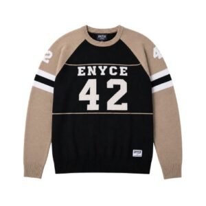 Enyce Taupe Sweatshirt front view in a neutral taupe color with modern streetwear style