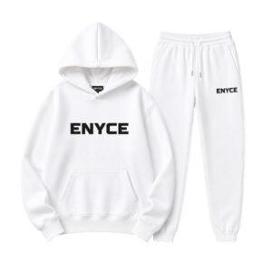 Enyce White Tracksuit front view with a clean modern streetwear design