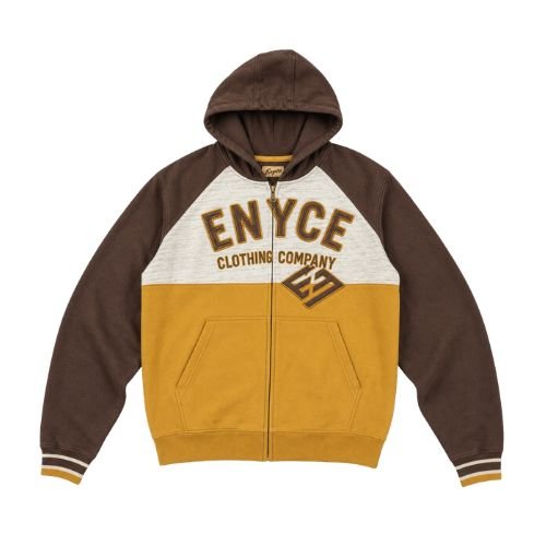 Enyce Brown & Mustard Full Zip Hoodie Enyce Brown & Mustard Full Zip Hoodie front view