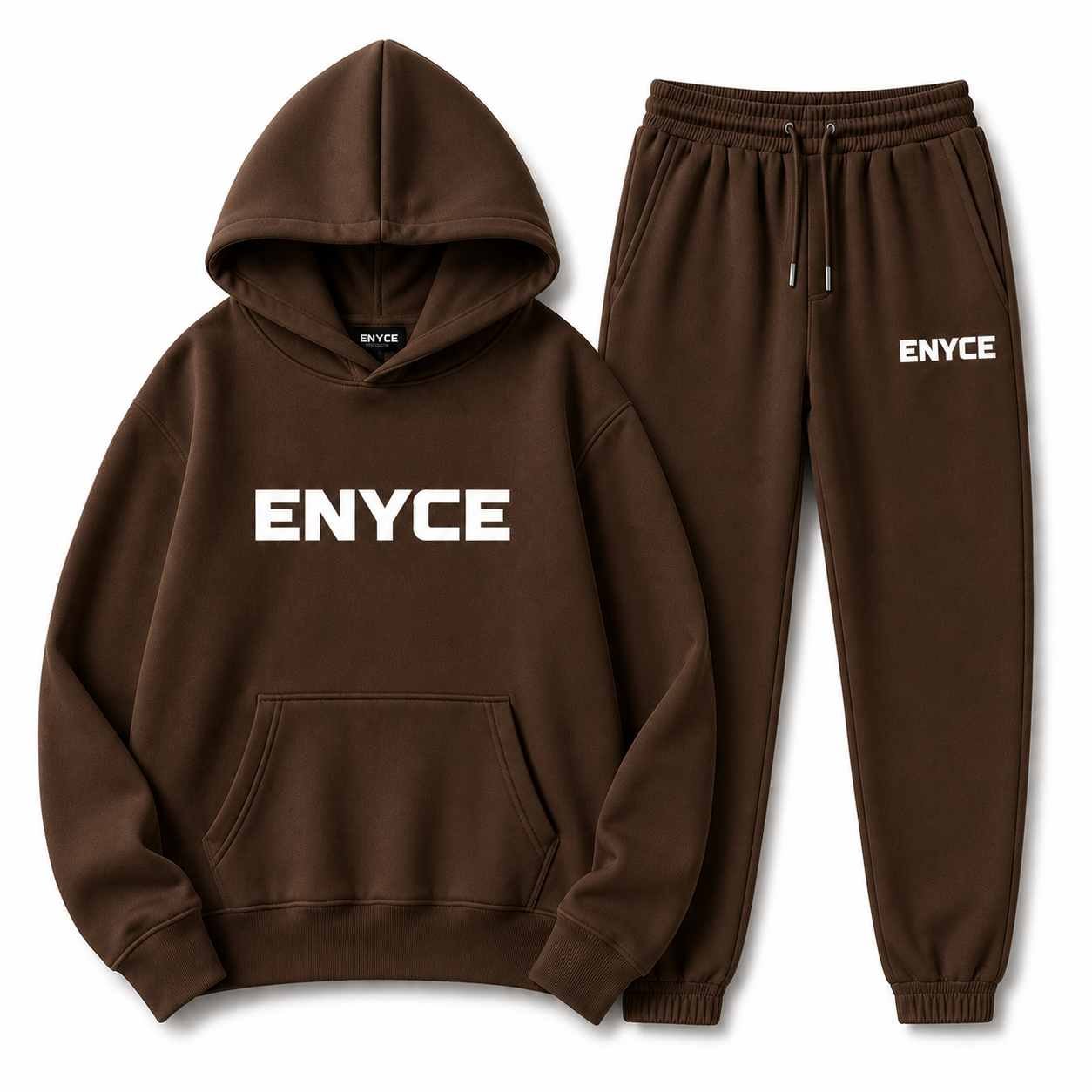 Enyce Brown Tracksuit Enyce Brown Tracksuit front view featuring a coordinated casual streetwear set